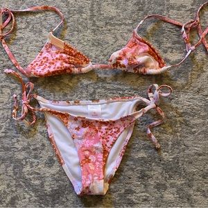 floral patchwork string bikini set